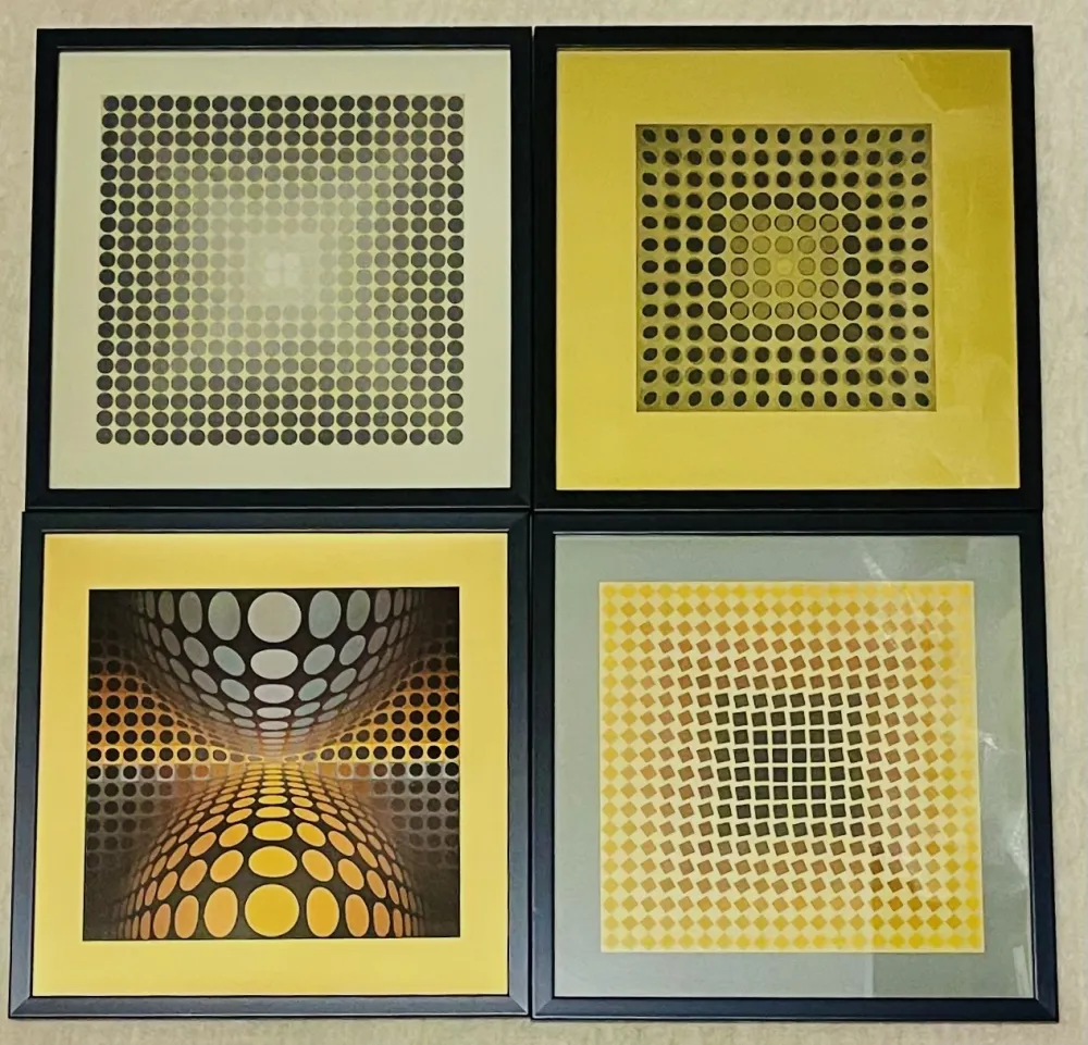 No Technical Vasarely - Lot Sérigraphies encadrés