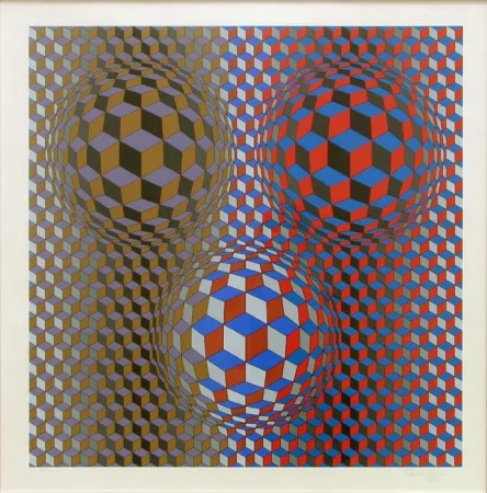 Screenprint Vasarely - Nebulus II