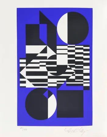 Screenprint Vasarely - OB-Bleu