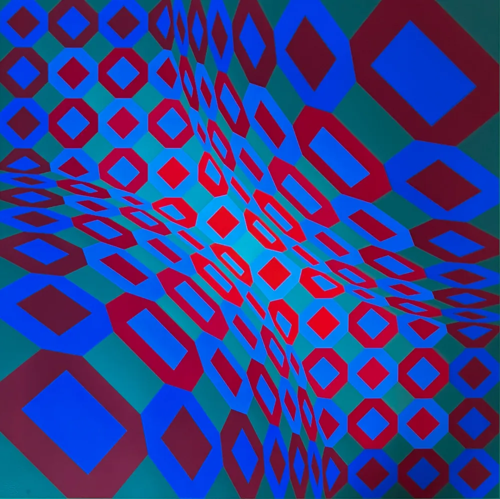 Screenprint Vasarely - Optical composition