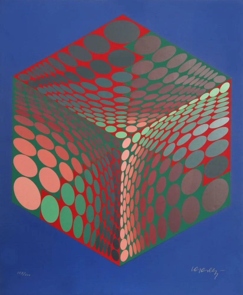 Screenprint Vasarely - Parmenide (Red, Green, & Blue)