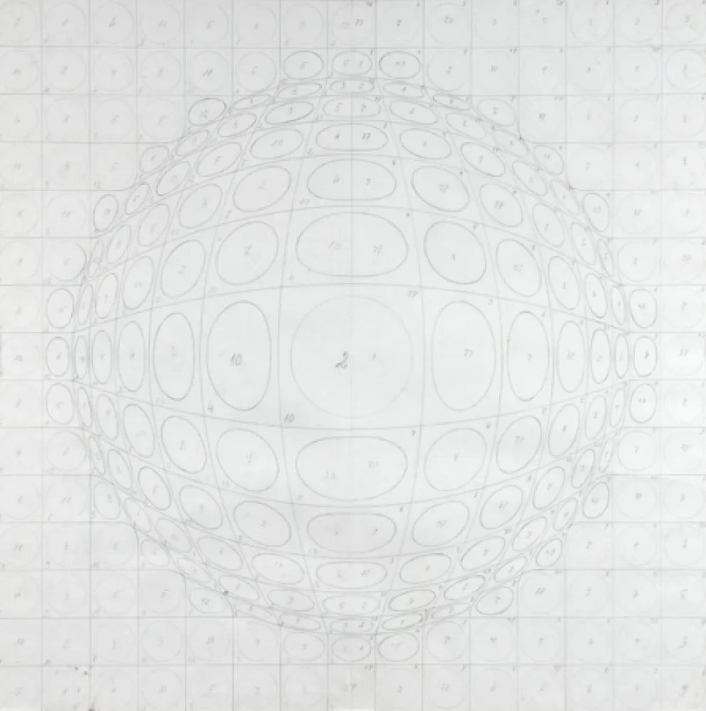 Lithograph Vasarely - Pattern for a silk print