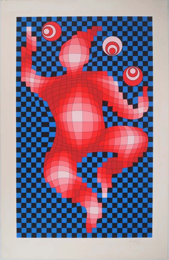 Screenprint Vasarely - Personnage cinétique