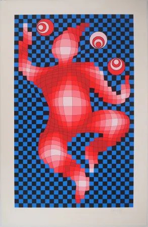 Screenprint Vasarely - Personnage cinétique