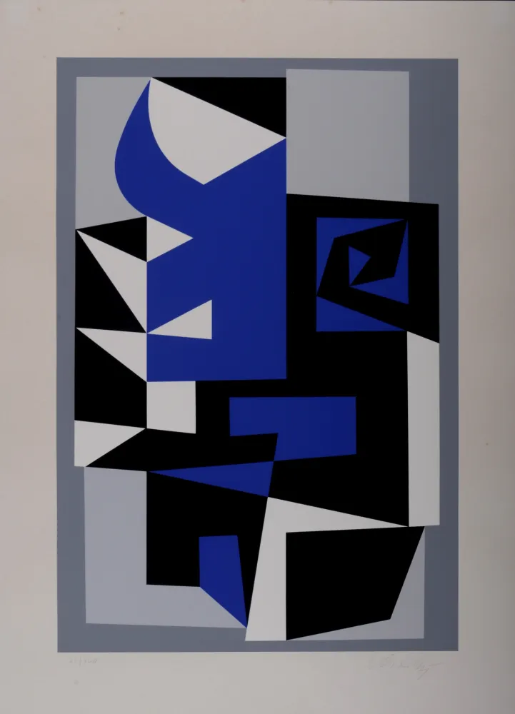 Screenprint Vasarely - Sian Bleu