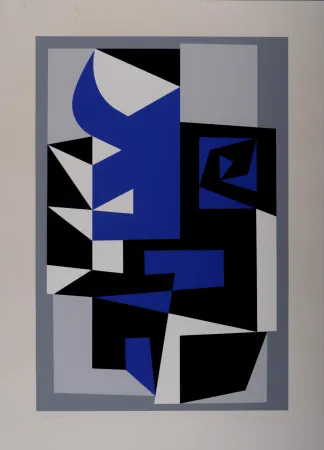 Screenprint Vasarely - Sian Bleu