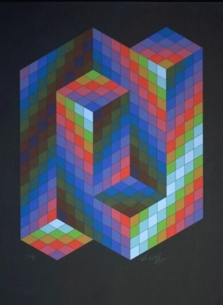 Screenprint Vasarely - Torony-Co