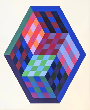 Screenprint Vasarely - Tridim 