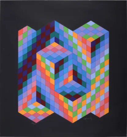 Screenprint Vasarely - Vaar, 1988 - Hand-signed!