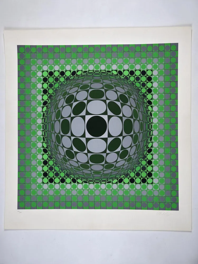 Screenprint Vasarely - Vega Green