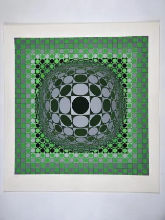 Screenprint Vasarely - Vega Green