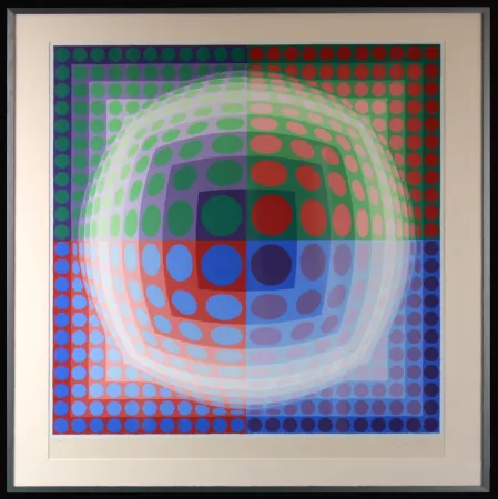 Screenprint Vasarely - Vega Pal V, 1971 - Hand-signed & Framed!