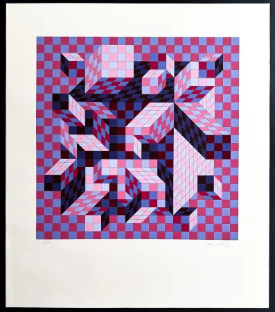 Screenprint Vasarely - Victor Vasarely (1906–1997) – Quivar-Na – Color silkscreen on paper – 1977