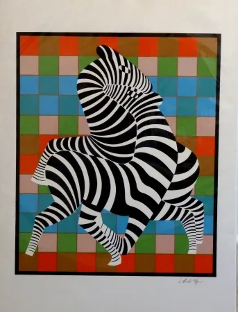 Screenprint Vasarely - Zebres