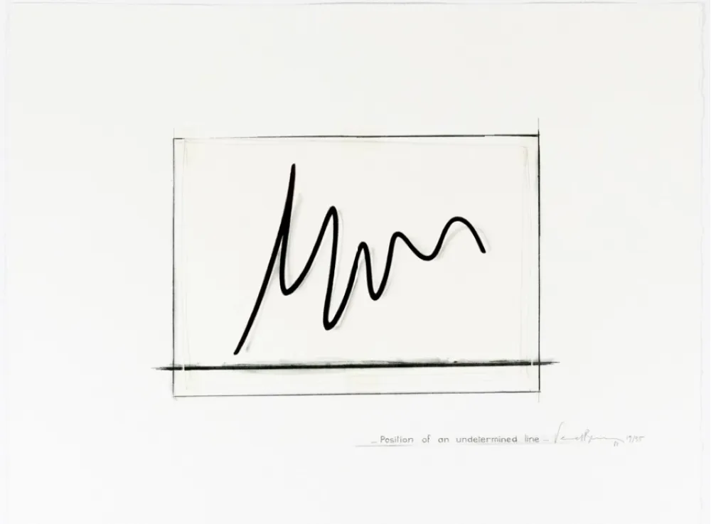 Lithograph Venet - Position of an undetermined line