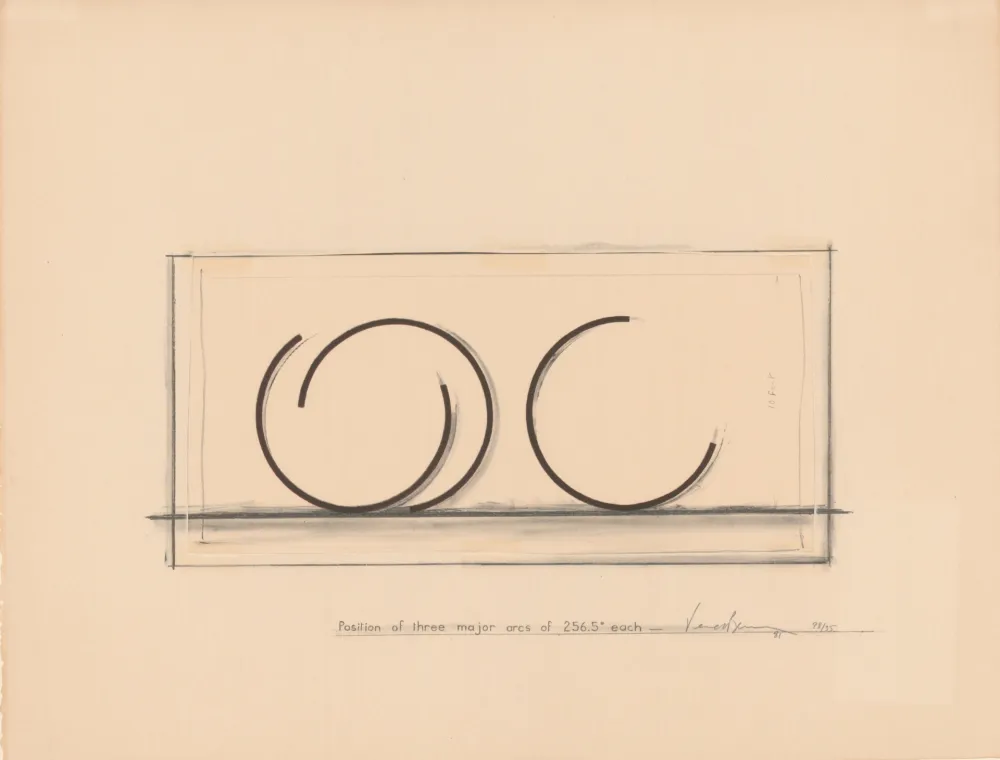 Lithograph Venet - Position of three major arcs of 265.5° each