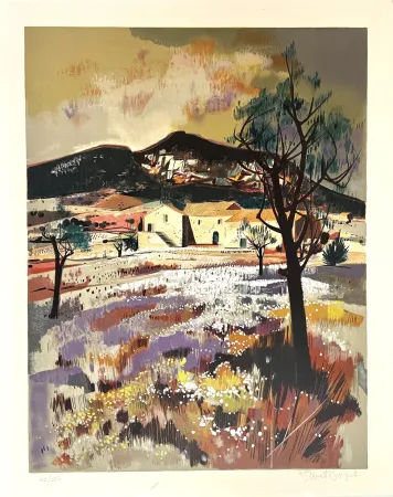 Lithograph Vernet Bonfort - Paysage en Provence