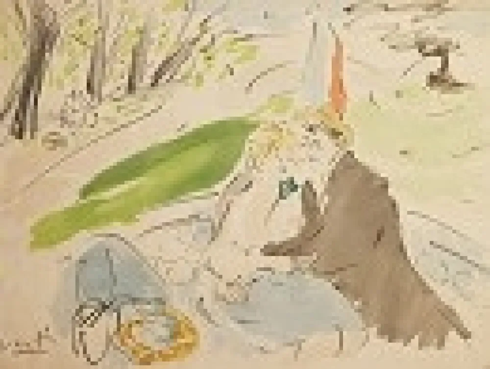 Lithograph Vertes - Couple in Park