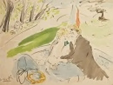 Lithograph Vertes - Couple in Park