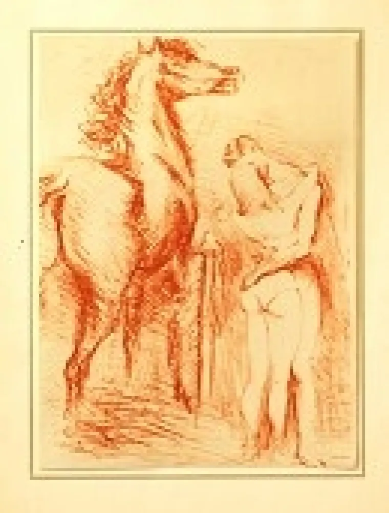Lithograph Vertes - Equestrian Love