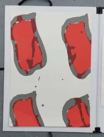Screenprint Viallat - Composition Rouge 
