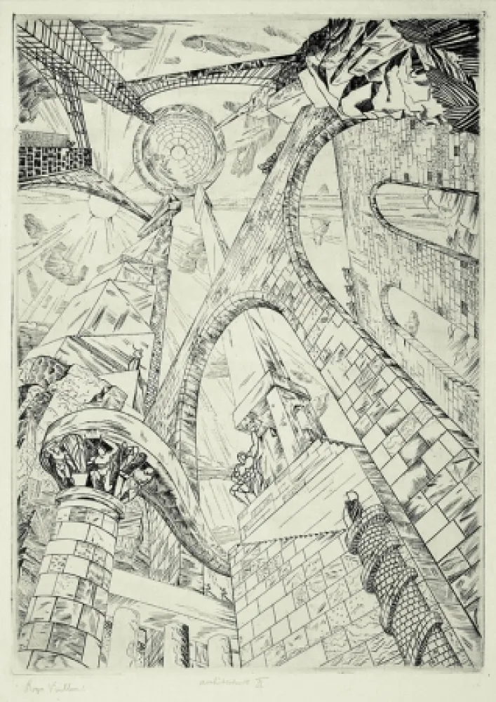 Etching Vieillard - Architecture II (Tour de Babel)