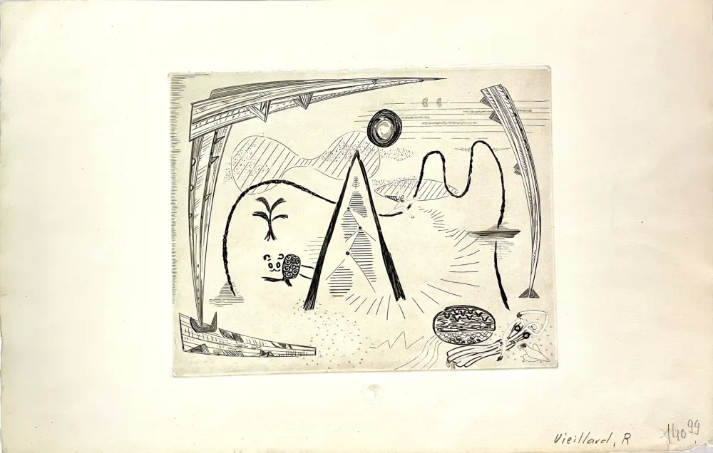 Etching Vieillard - Jeune Fille à la source