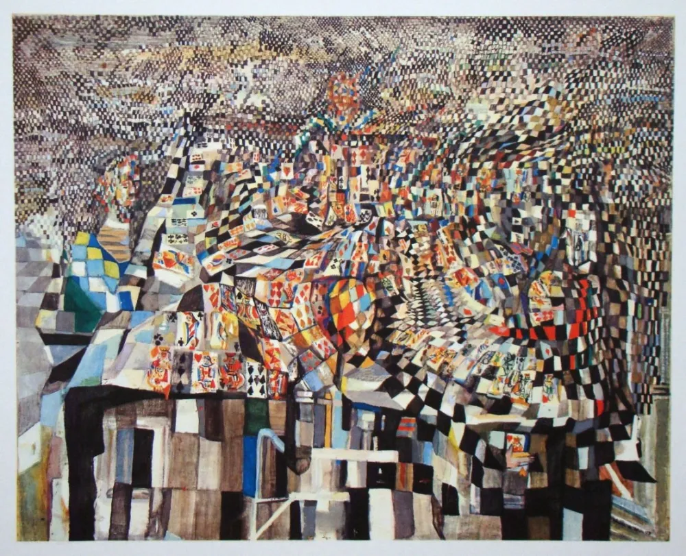 Rotogravure Vieira Da Silva - Les joueurs de cartes - 1942