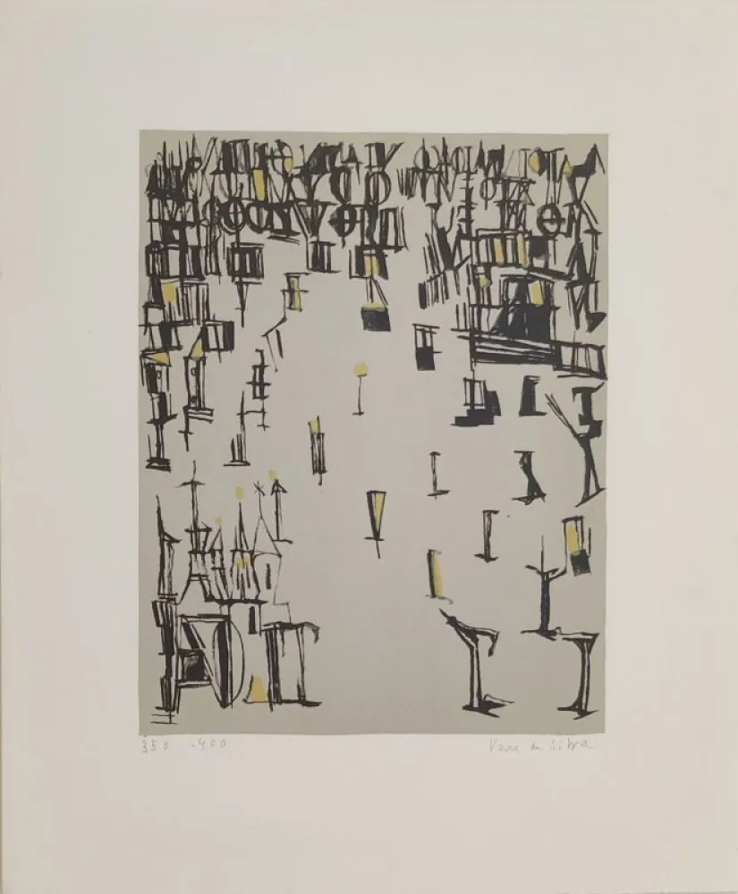 Lithograph Vieira Da Silva - Les piétons de Noël 