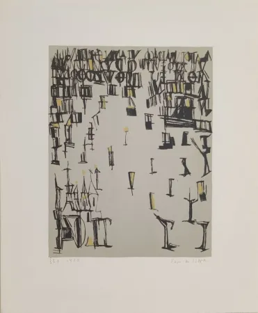 Lithograph Vieira Da Silva - Les piétons de Noël 