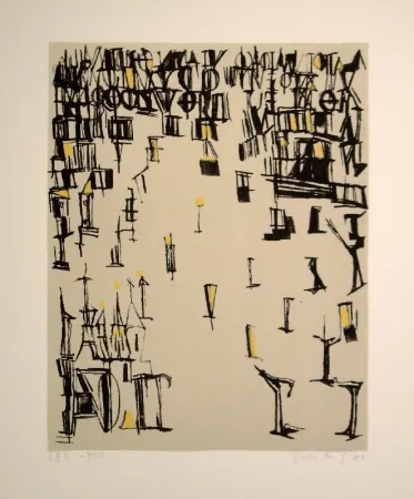 Lithograph Vieira Da Silva - Les piétons de noël