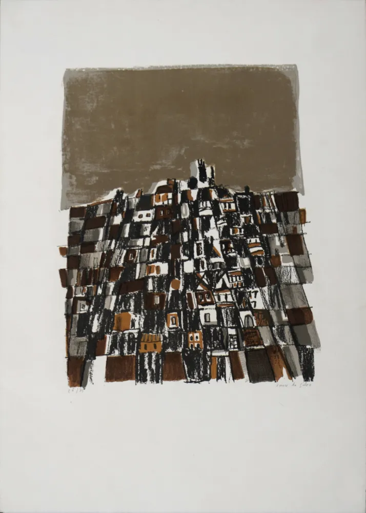 Lithograph Vieira Da Silva - Ville espagnole, 1966 - Hand-signed!
