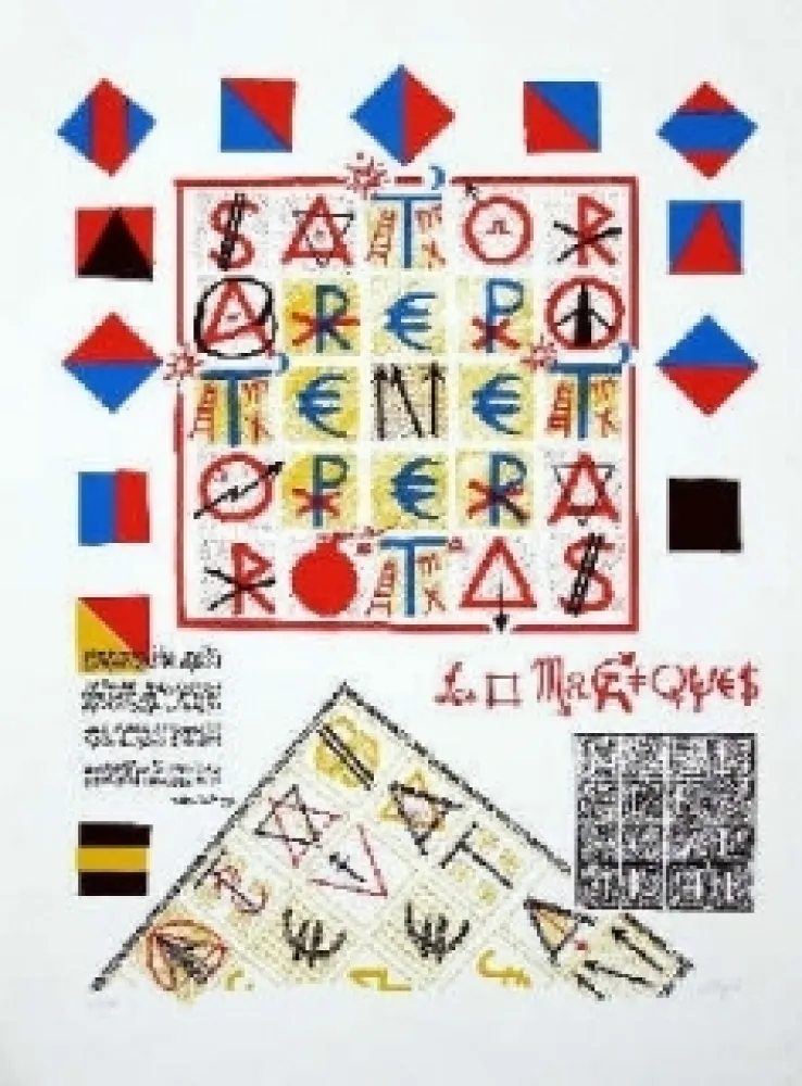 Screenprint Villeglé - Carré magique