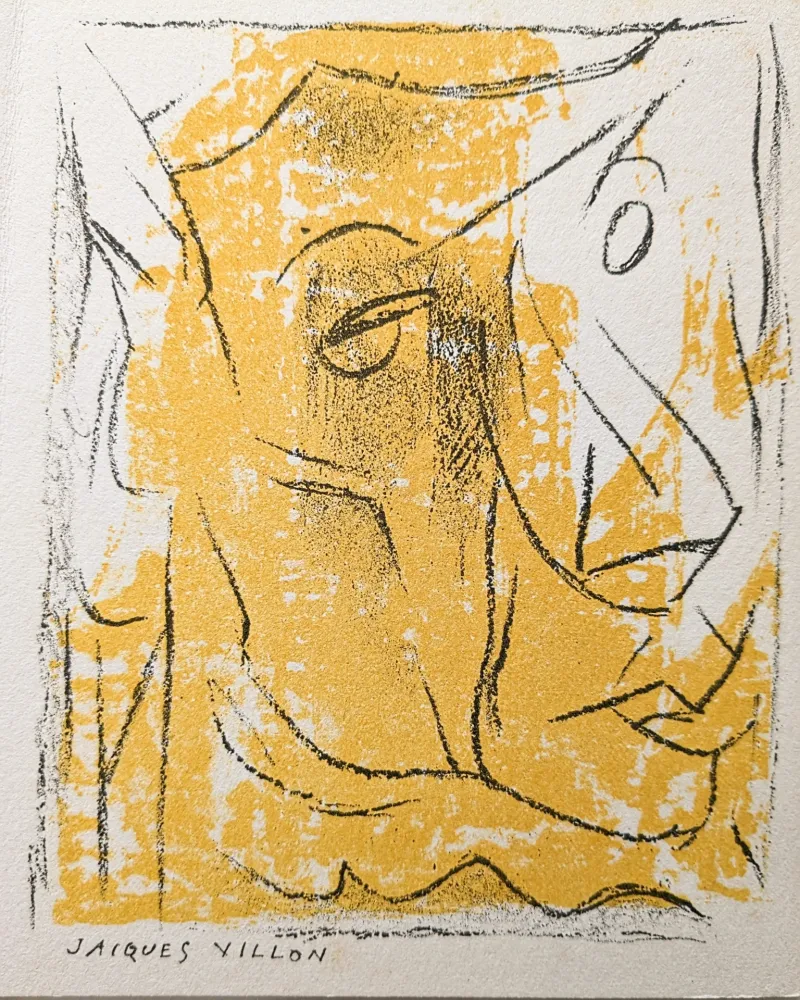 Lithograph Villon - Cubist portrait, 1954 - Original lithograph on vellum paper