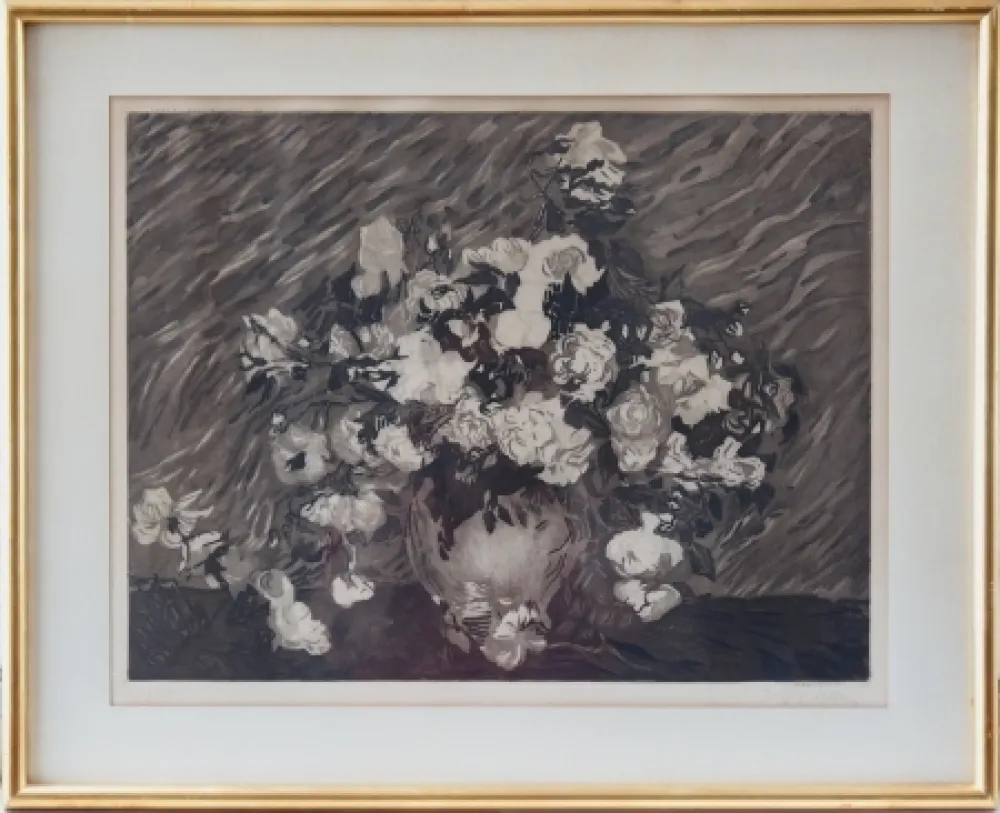 Etching And Aquatint Villon - Les roses (d'après Van Gogh)