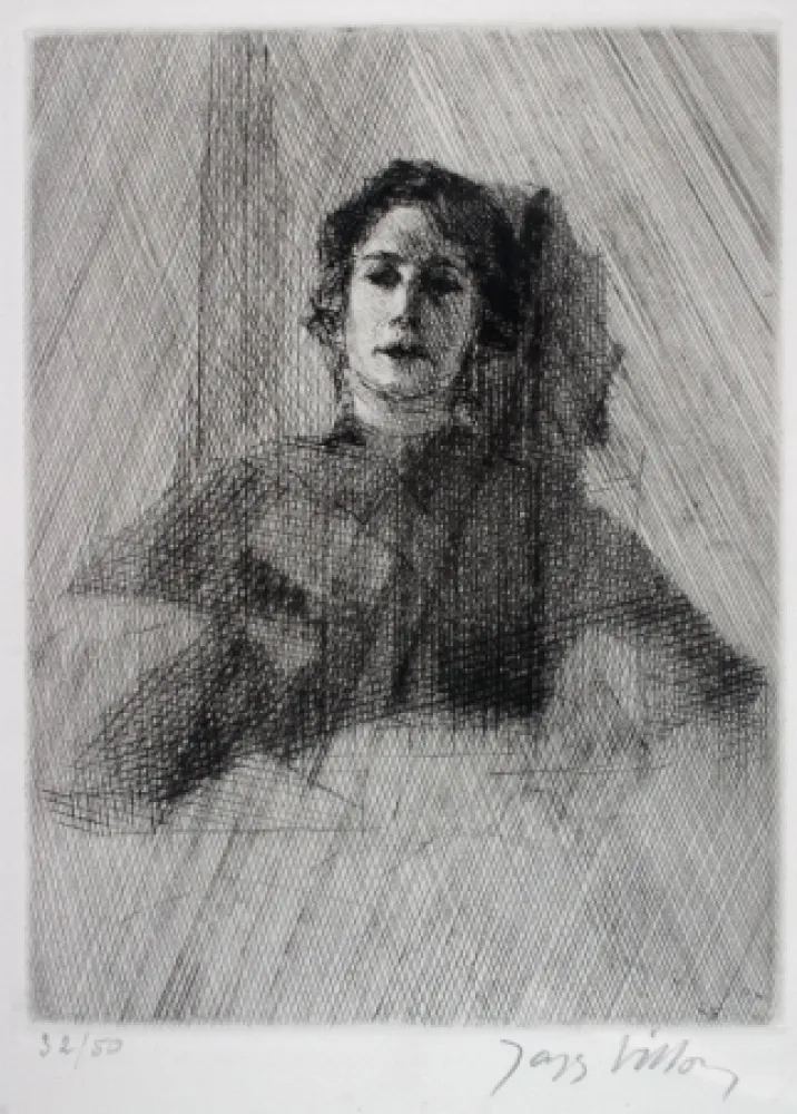 Etching Villon - Mademoiselle Bea