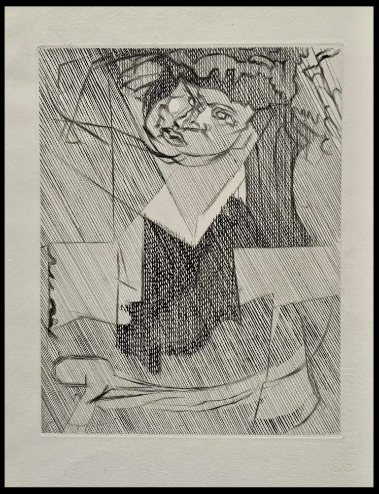 Engraving Villon - Tête de femme 