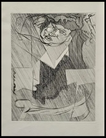 Engraving Villon - Tête de femme 