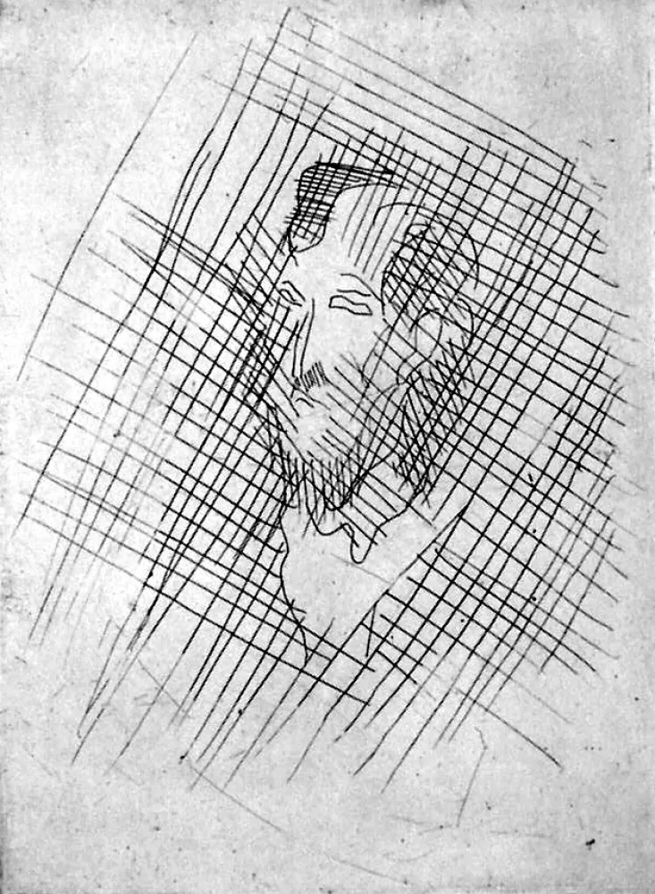 Engraving Villon - Visage