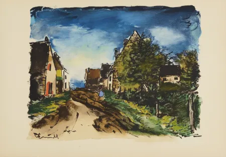 Lithograph Vlaminck -  (After) Paysage d'Île-de-France, 1959