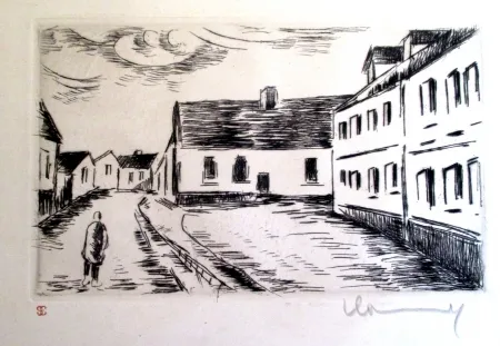 Etching Vlaminck - Aspect de la Grand rue, Visage des Maisons II