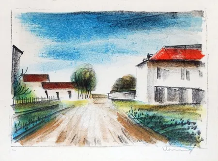Lithograph Vlaminck - Entrée de Village II (La Route de Francheville)