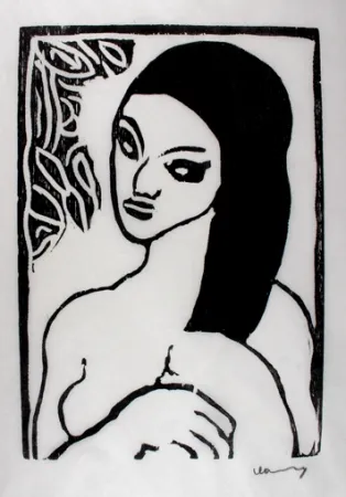 Woodcut Vlaminck - Jeune Fille se Coiffant