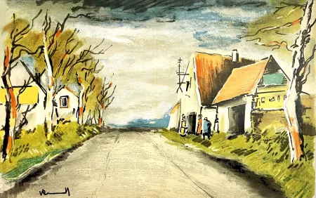 Lithograph Vlaminck - La Route
