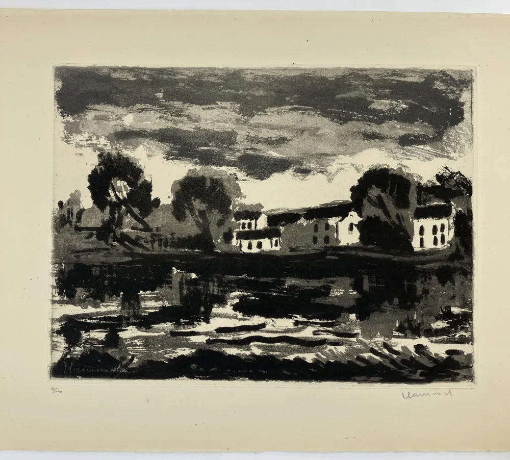 Aquatint Vlaminck - L'Oise à Cergy, 1924