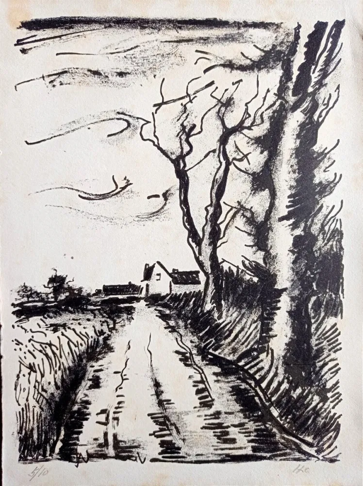 Etching Vlaminck - Maurice de Vlaminck - Chemin de Manou, 1956 (Tete qui Tourne)