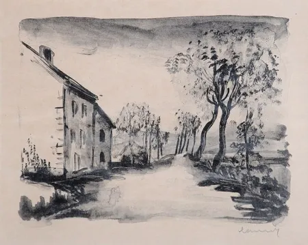 Lithograph Vlaminck - Nelle-la-Vallée, le Chemin aux Bords du Sausseron