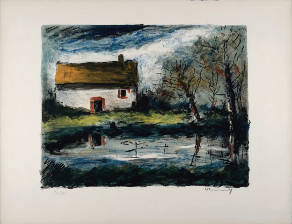 Lithograph Vlaminck - Paysage, c. 1955 -  Hand-signed!