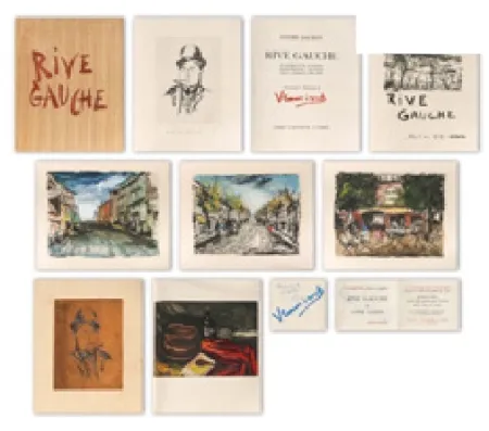 Illustrated Book Vlaminck - RIVE GAUCHE. Quartier latin - Plaisance - Montparnasse - Les Quais - Saint-Germain-des-Prés. Exemplaire sur Japon nacré avec suites, le cuivre du portrait et une aquarelle originale.
