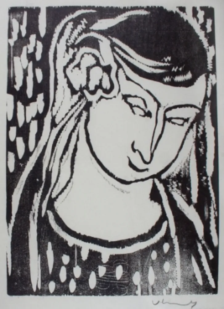 Woodcut Vlaminck - Tête deFemme